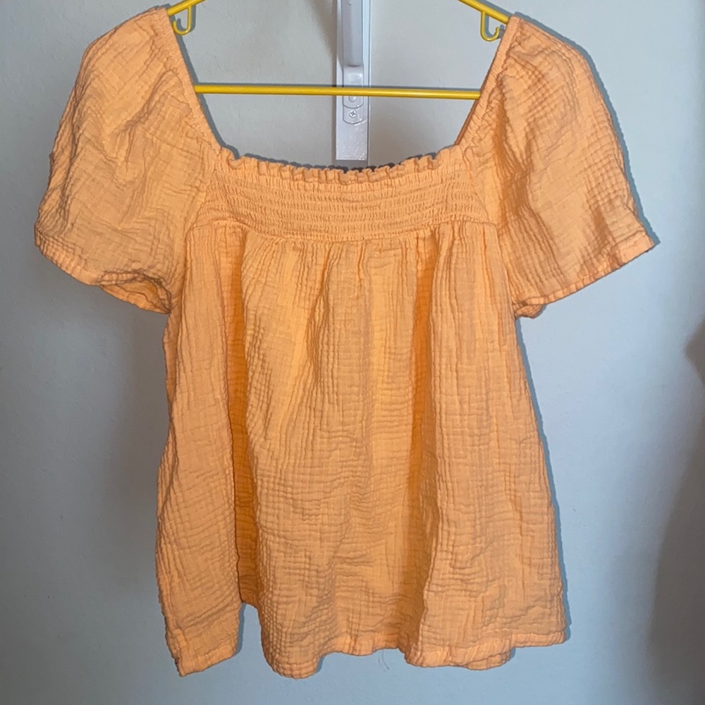 Brand- JOYSPUN, Size- Large, Color- Light wash mandarin orange